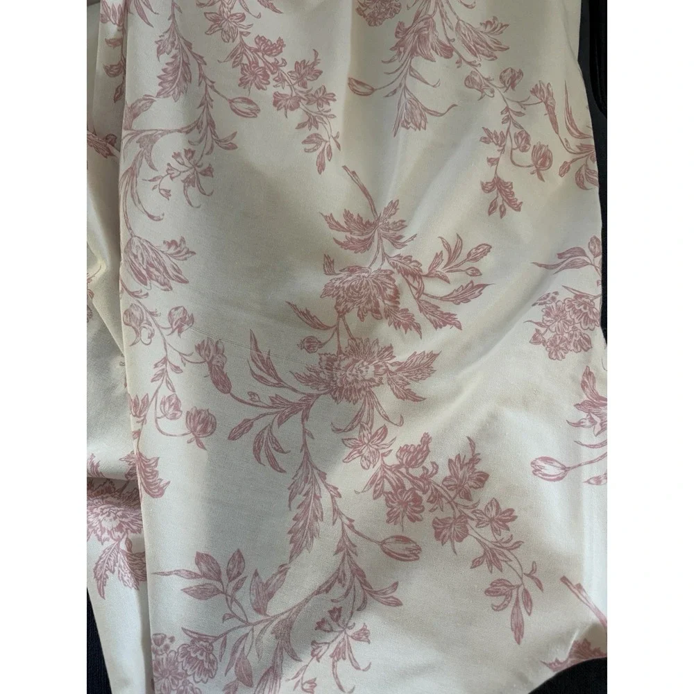 Pink Floral Toile Botanical Fabric Shower Curtain White 72 X 72 Toile De Jouy